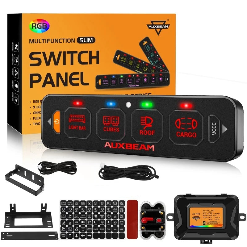 Kit complet panneau de commande 4 circuits RGB 12V avec boîtier, câblage et accessoires