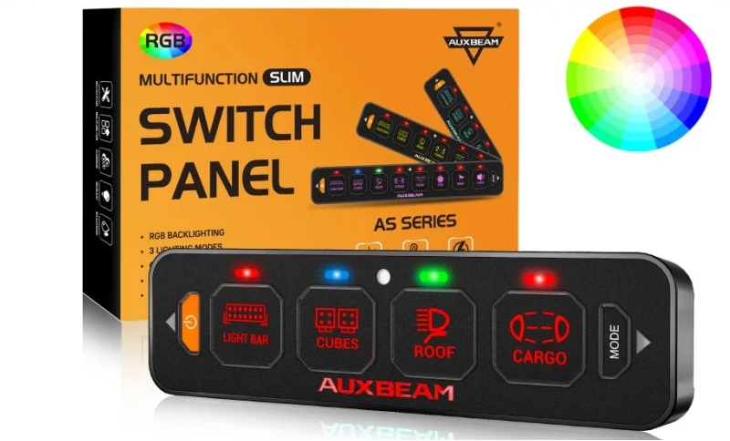 Panneau de commande 4 circuits RGB 12V avec relais et fusibles intégrés pour faisceau sur mesure