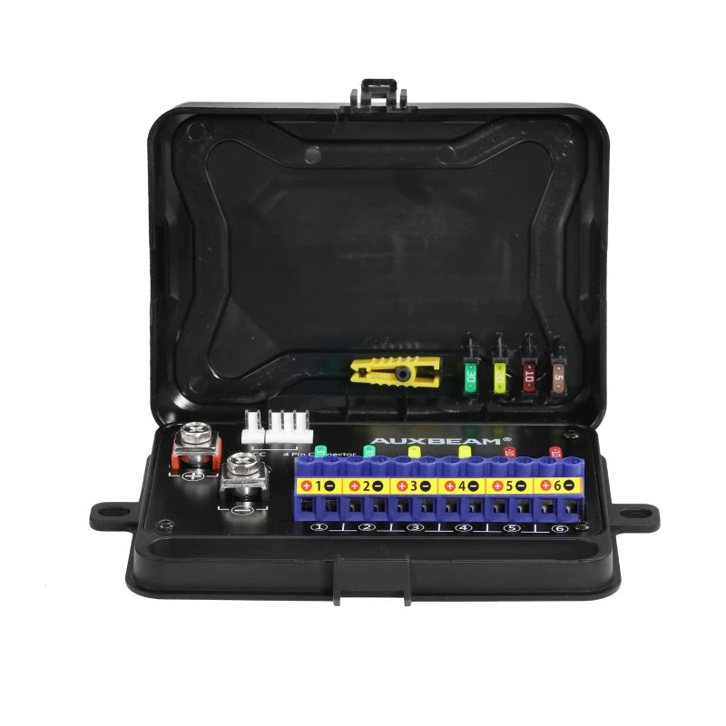 Boîtier ouvert avec relais et fusibles intégrés du panneau de commande 6 circuits RGB 12V