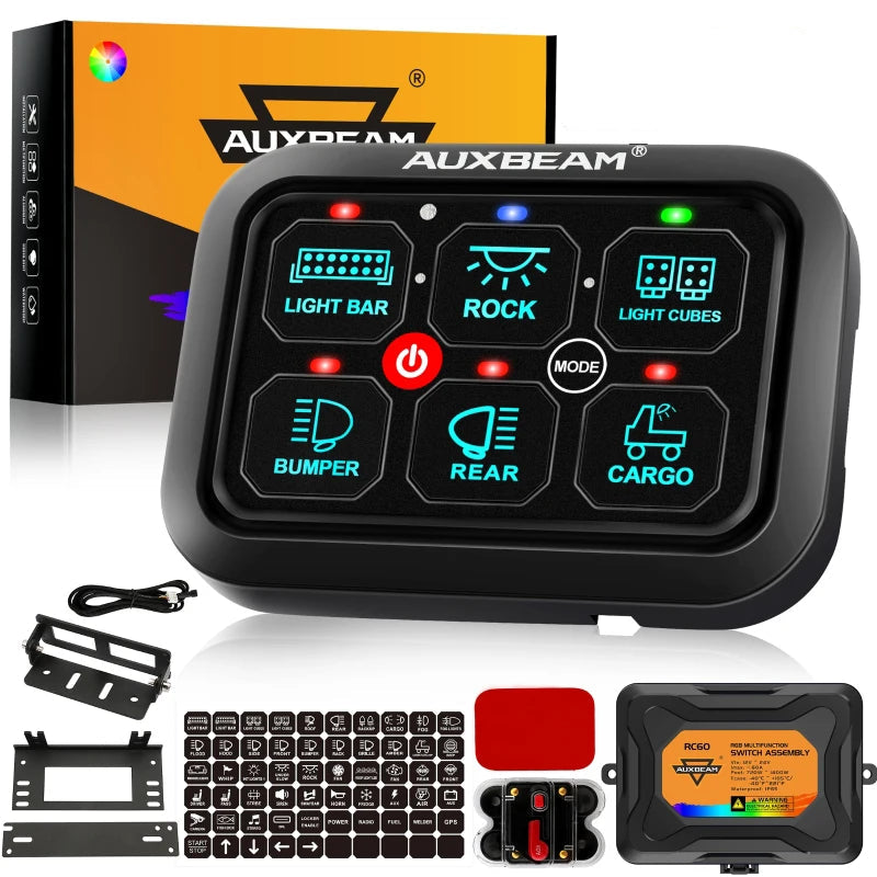 Kit complet panneau de commande 6 circuits RGB 12V avec boîtier, câblage et accessoires