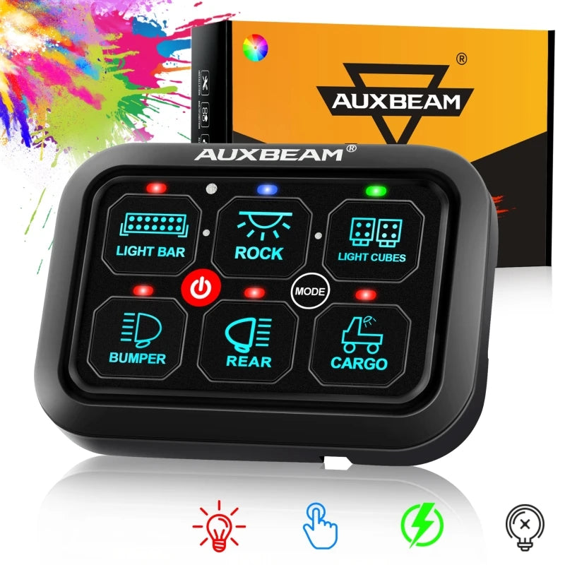 Panneau de commande 6 circuits RGB 12V rétroéclairé avec boîtier et accessoires