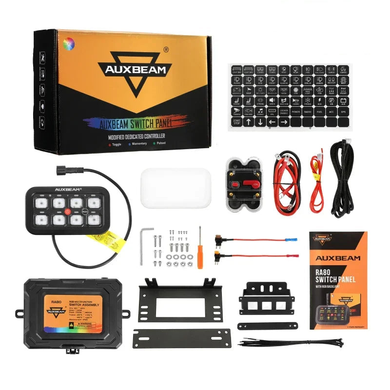 Kit complet panneau de commande 8 circuits RGB 12V 24V avec boîtier, câblage et accessoires