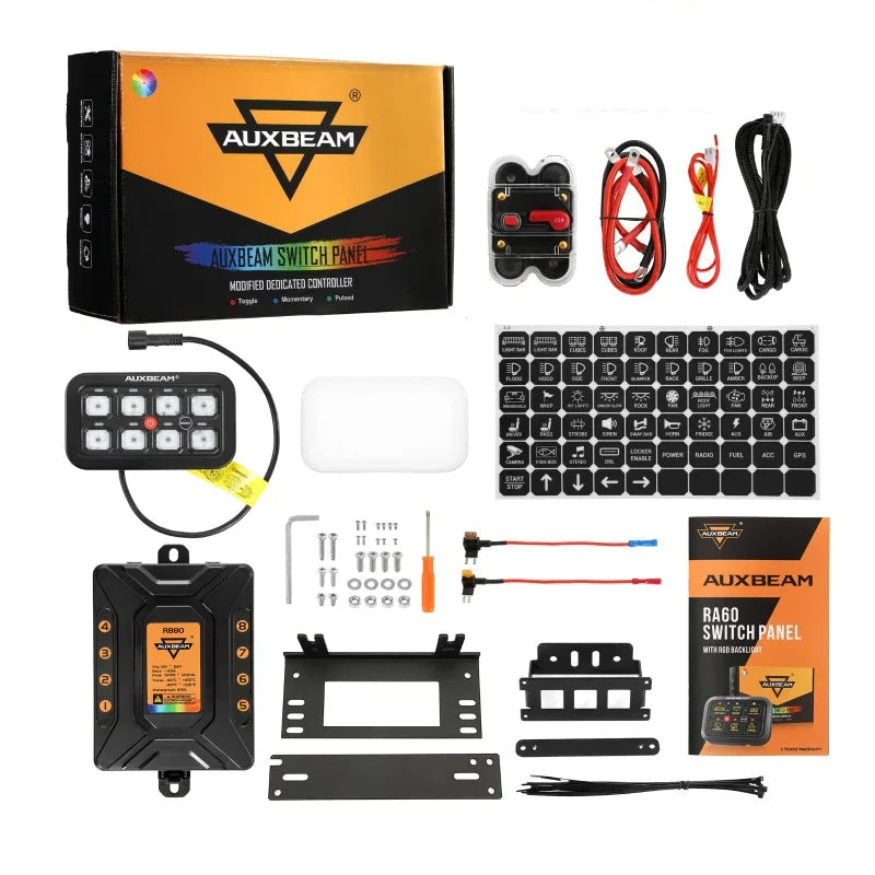 Version RB80 du panneau de commande 8 circuits RGB 12V 24V avec kit complet et accessoires