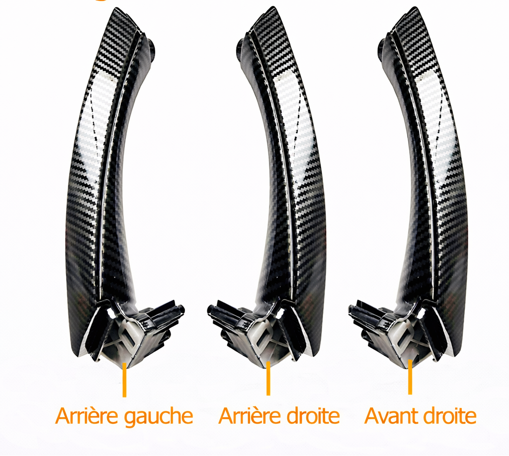 Lot de 3 poignées intérieures BMW E90 E91 aspect carbone pour différentes portes