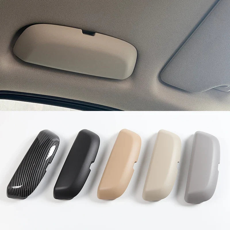 Porte-lunettes BMW présenté en plusieurs coloris avec aperçu du rendu monté au plafond