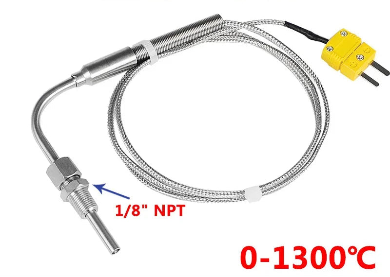 Sonde EGT thermocouple type K 1300°C coudée 90° avec filetage 1/8 NPT et connecteur mini K