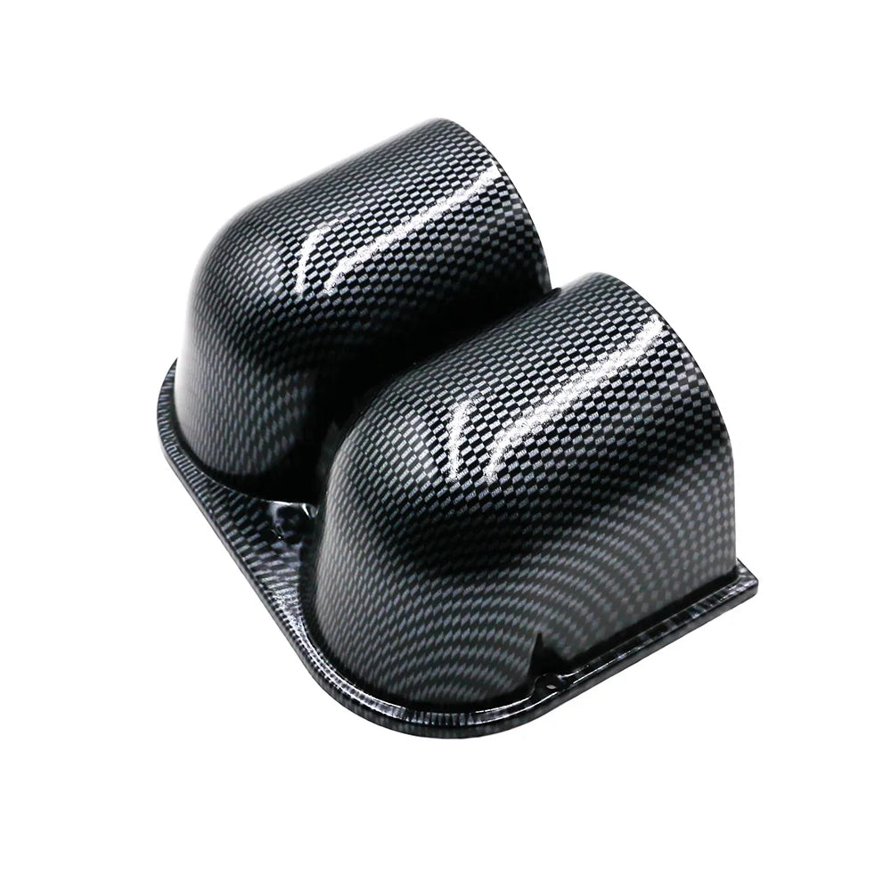 Support double manomètre 52 mm aspect carbone vu de face