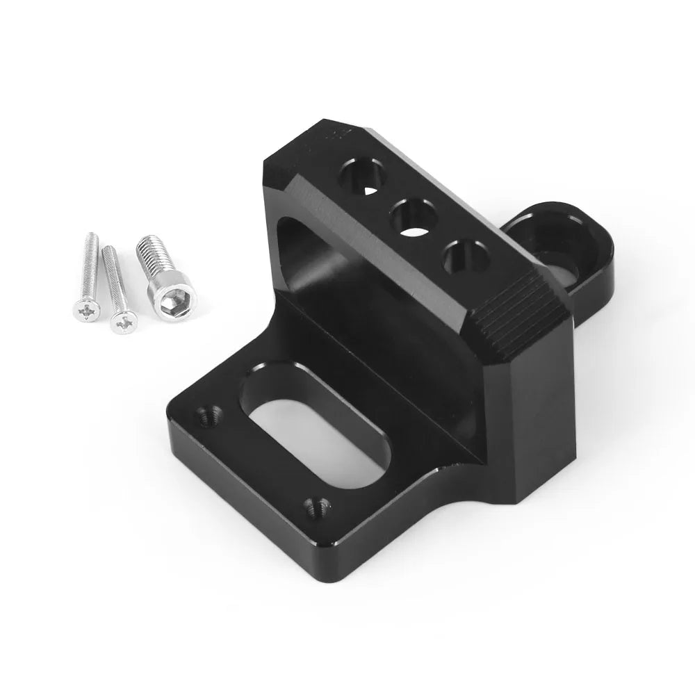 Support d’électrovanne 3 voies en aluminium pour MAC et AEM vu en biais avec visserie