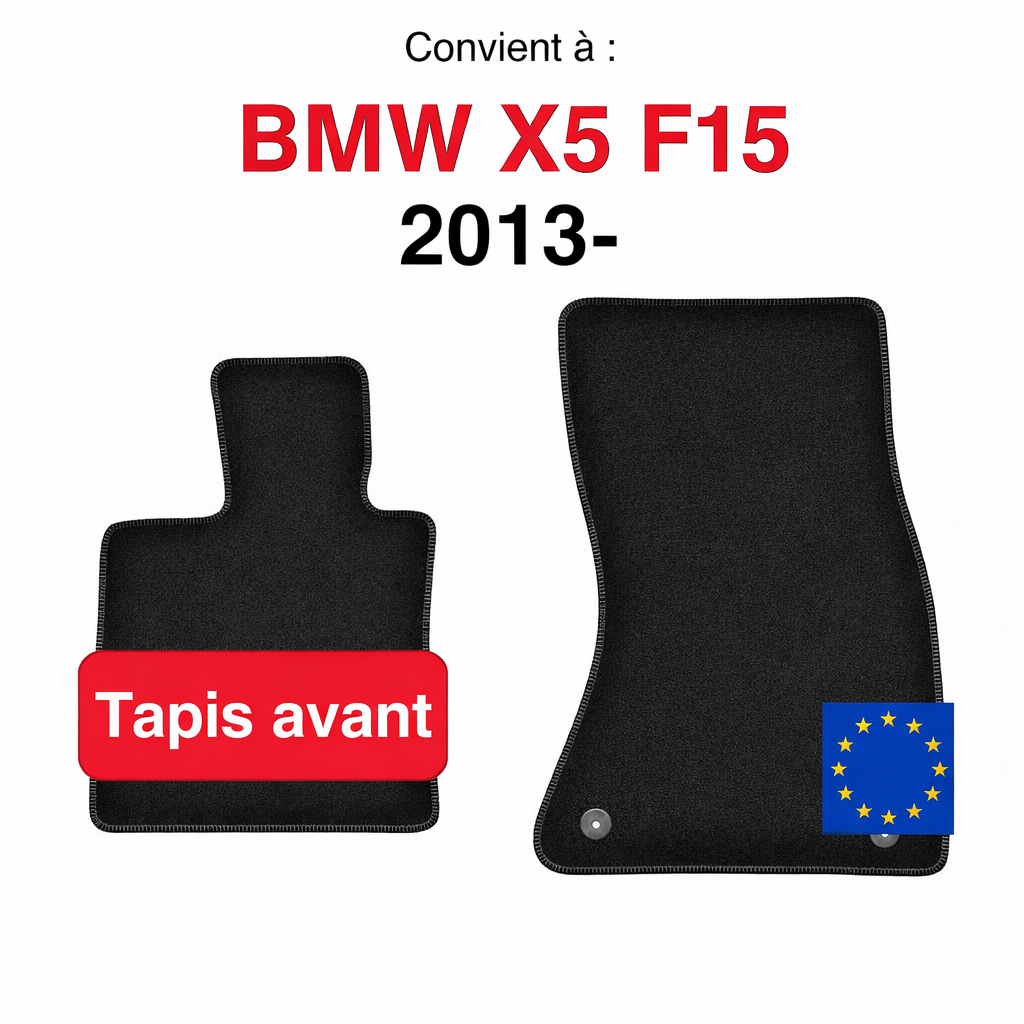 Tapis avant BMW X5 F15 2013- présenté en paire sur fond blanc