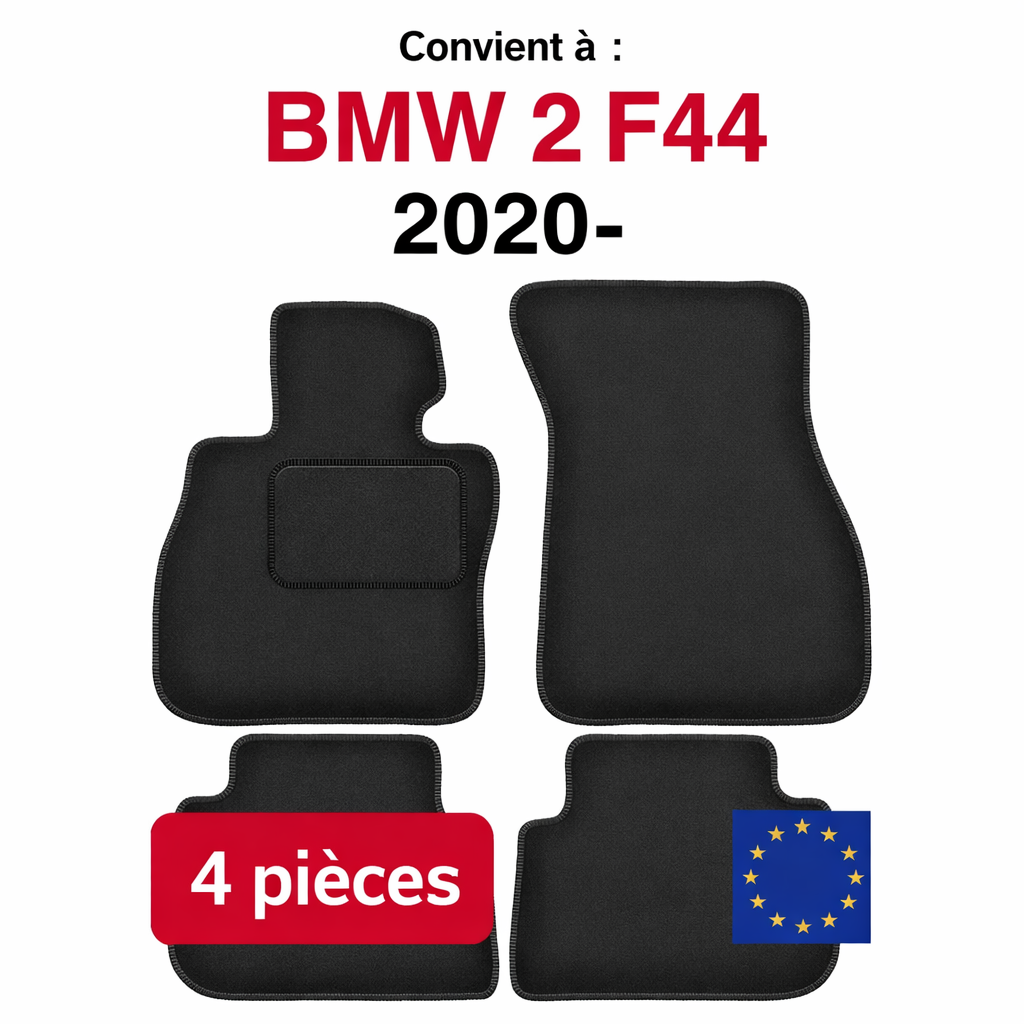 Tapis de sol BMW Série 2 F44 2020- en lot de 4 pièces sur fond blanc