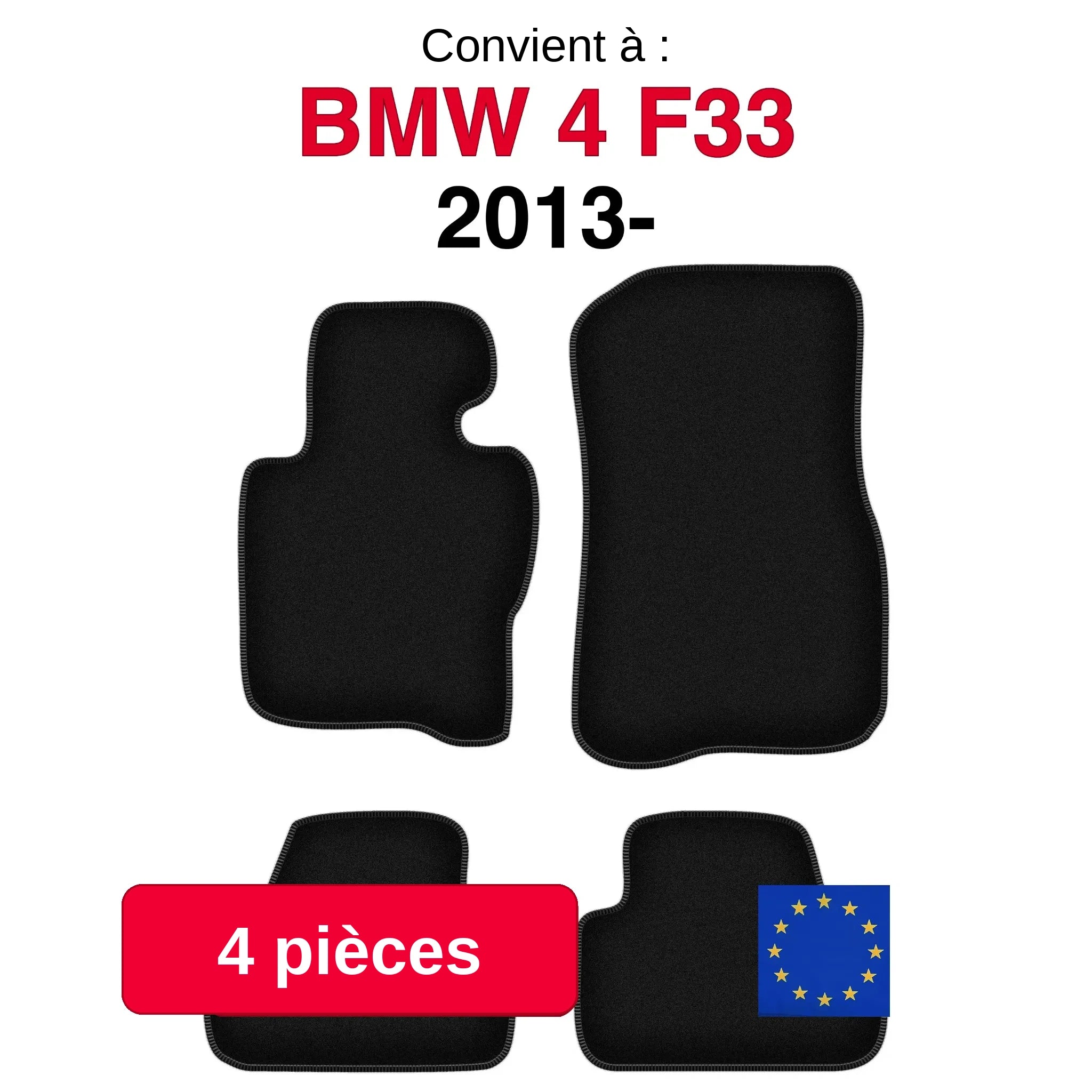 Tapis de sol BMW Série 4 F33 2013- en lot de 4 pièces sur fond blanc