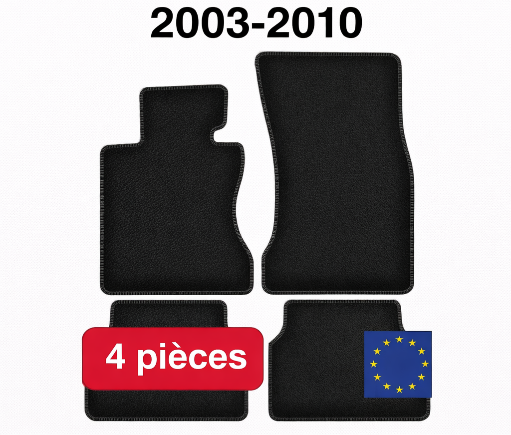 Tapis de sol BMW Série 5 E60 berline 2003-2010 en lot de 4 pièces sur fond blanc