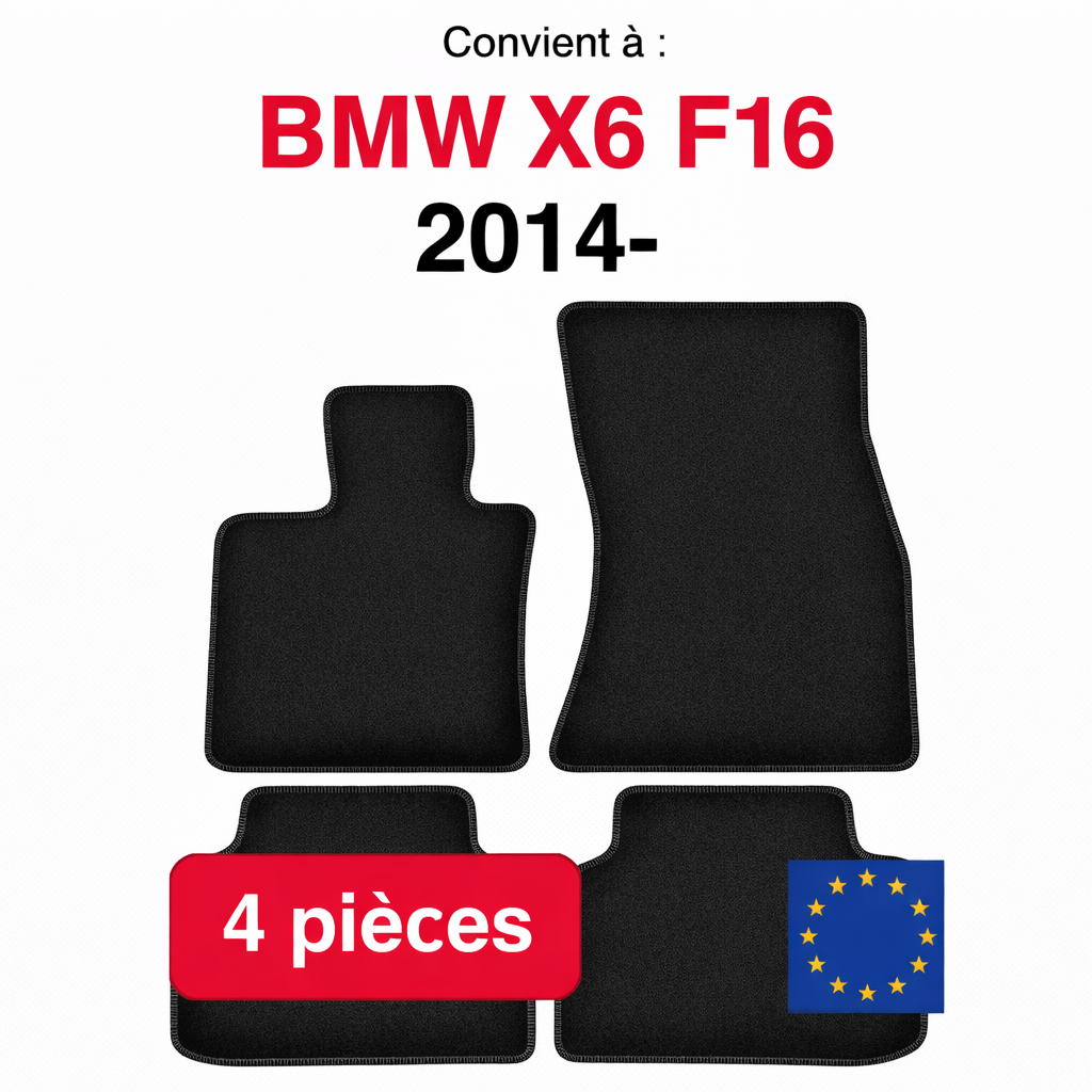 Tapis de sol BMW X6 F16 2014- en lot de 4 pièces sur fond blanc