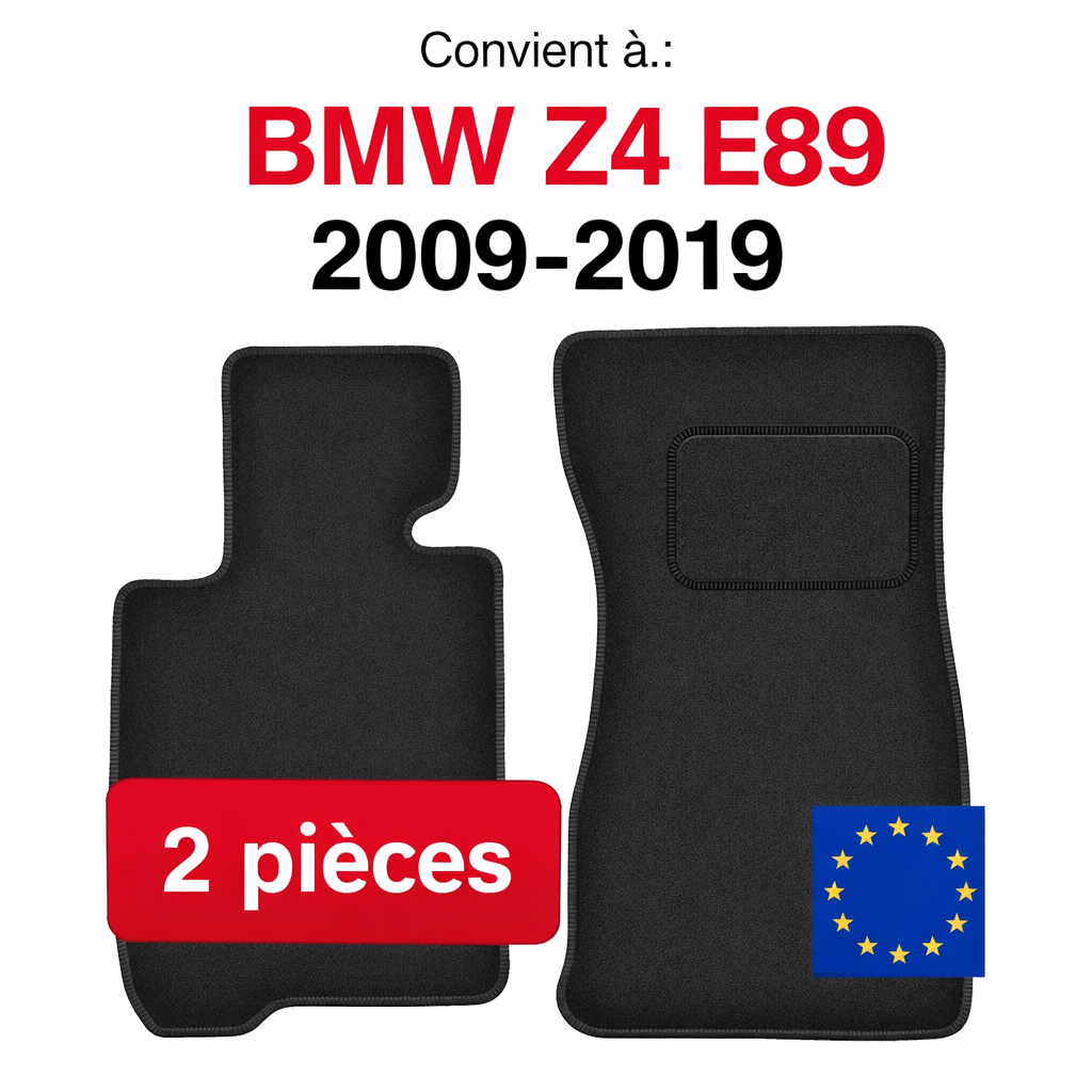 Tapis de sol BMW Z4 E89 2009-2019 en lot de 2 pièces sur fond blanc