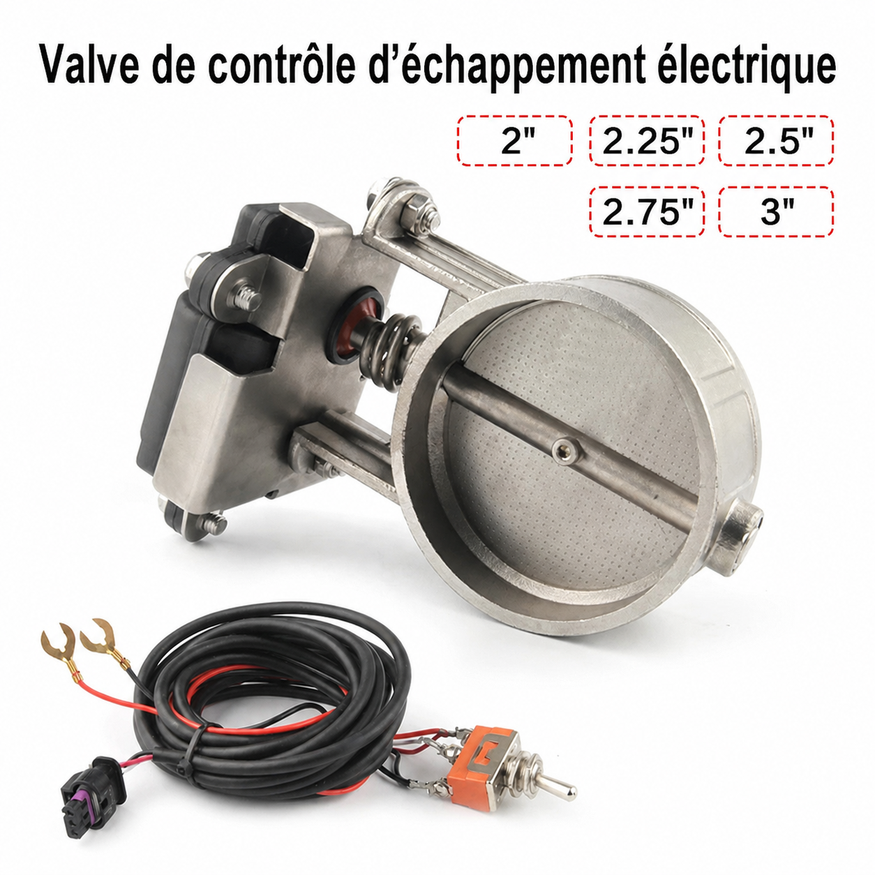 Vanne de contrôle d’échappement électrique universelle de 2 à 3 pouces avec faisceau et interrupteur