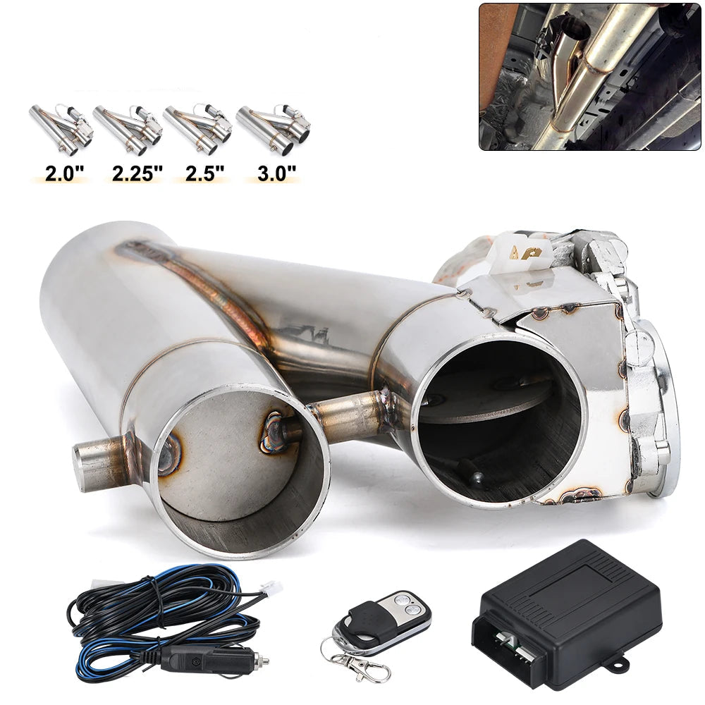 Vanne d’échappement électrique universelle double sortie en inox 304 avec télécommande