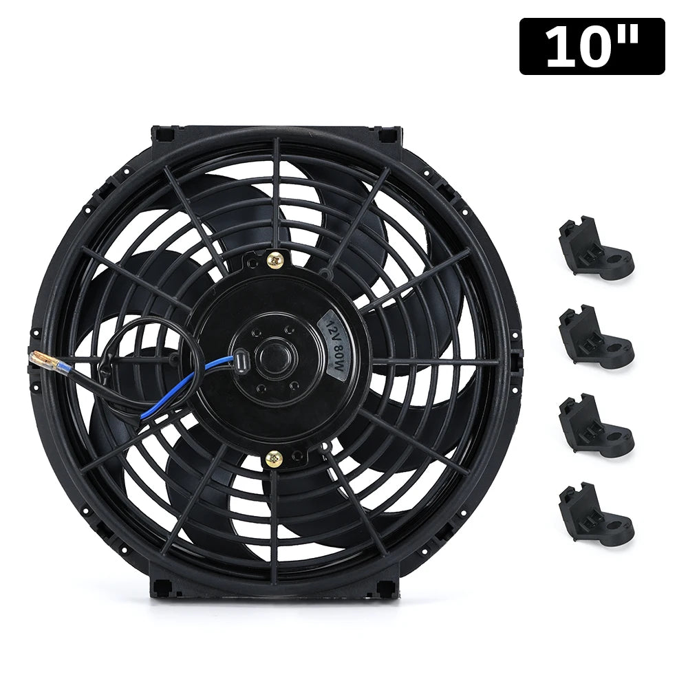 Ventilateur électrique slim universel 10 pouces noir avec fixations