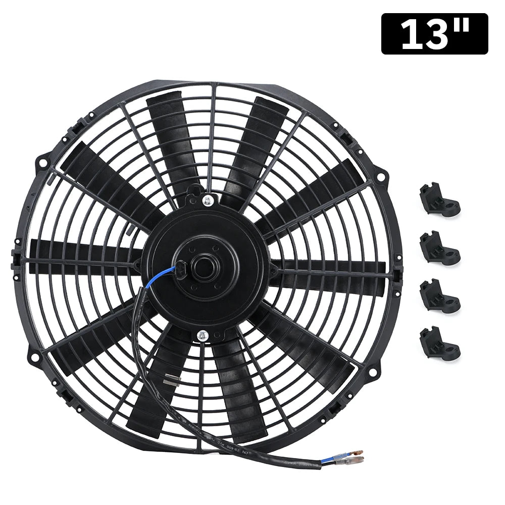 Ventilateur électrique slim universel 13 pouces noir avec fixations