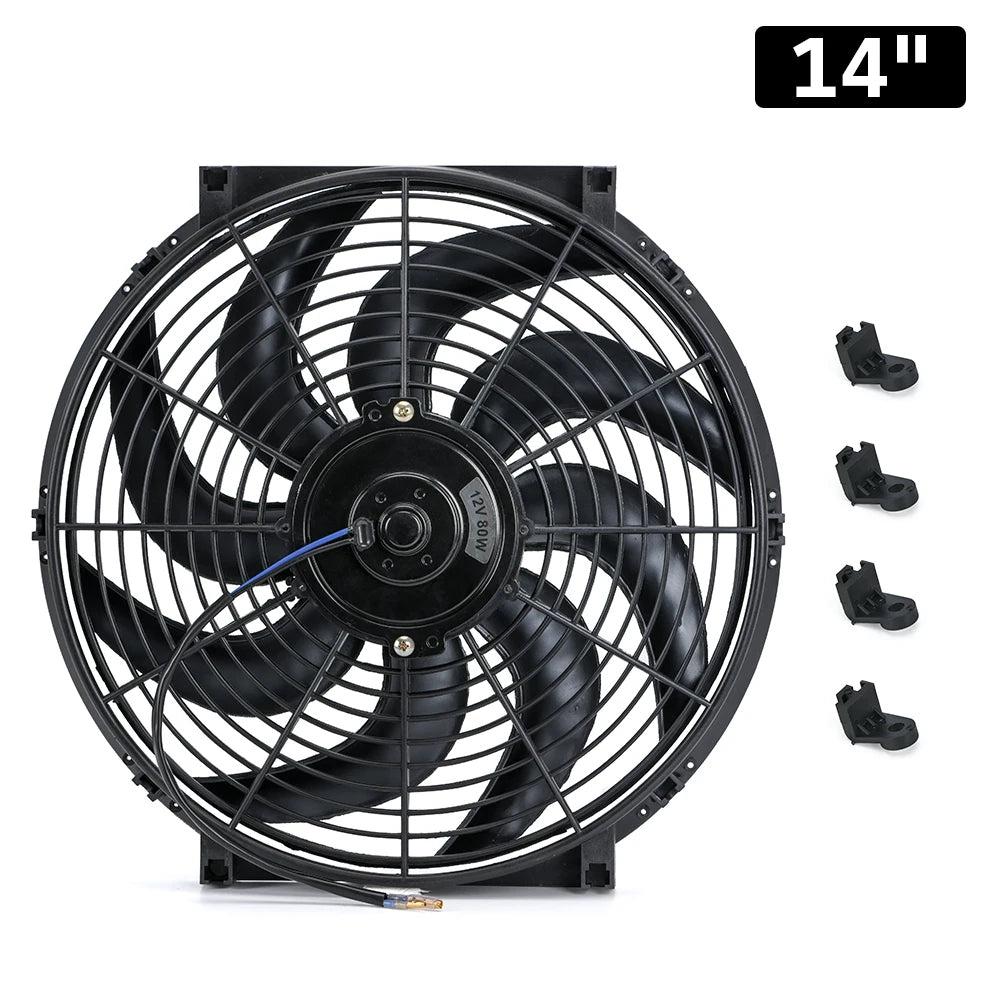Ventilateur électrique slim universel 14 pouces noir avec fixations