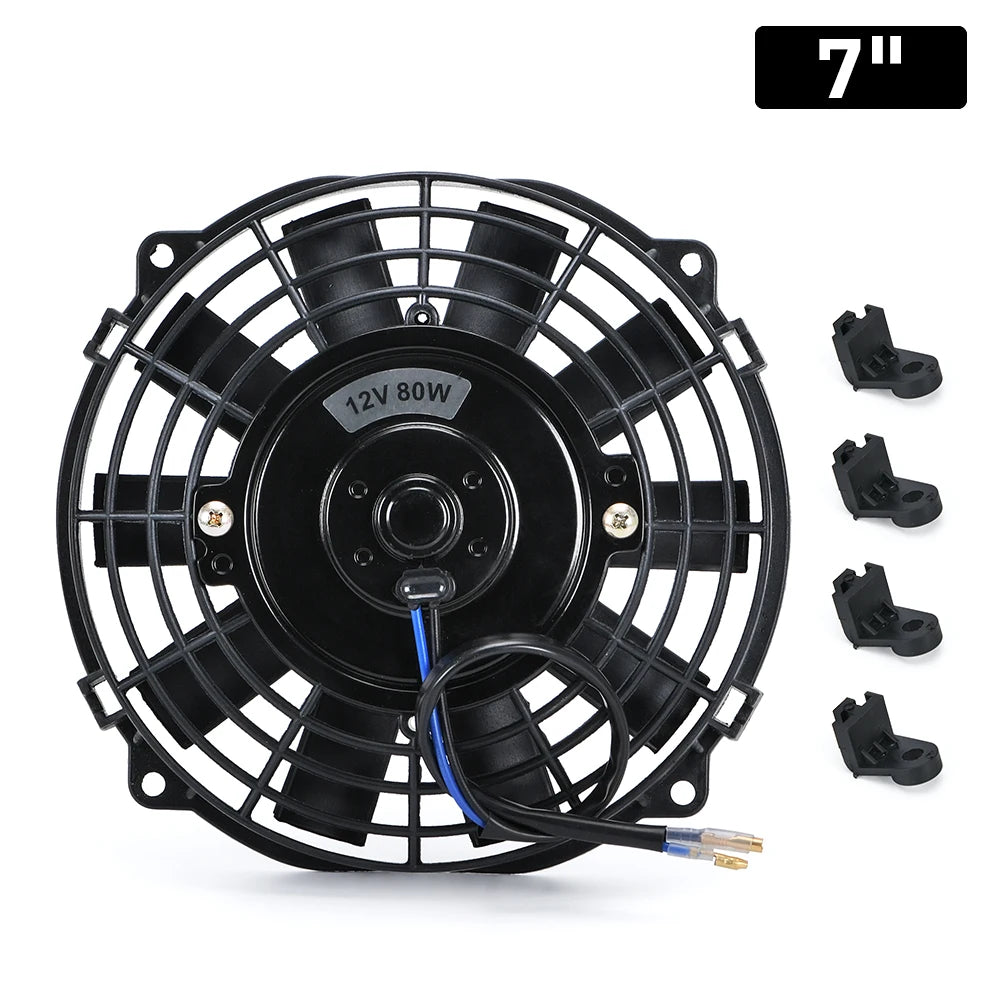 Ventilateur électrique slim universel 7 pouces noir avec fixations