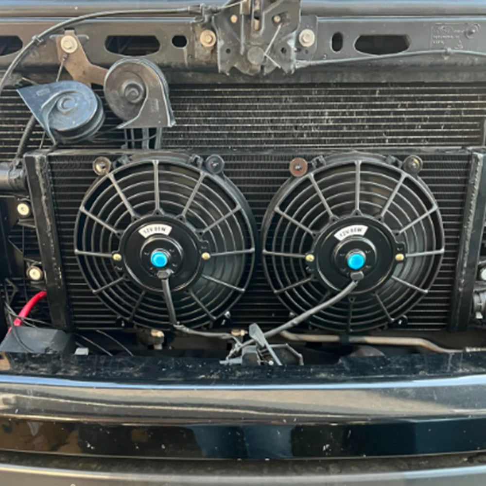 Montage de deux ventilateurs électriques slim universels sur radiateur